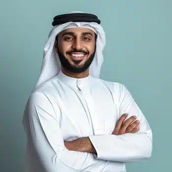 ai-generated-handsome-arabian-muslim-man-wearing-white-kandura-with-generative-ai-free-photo
